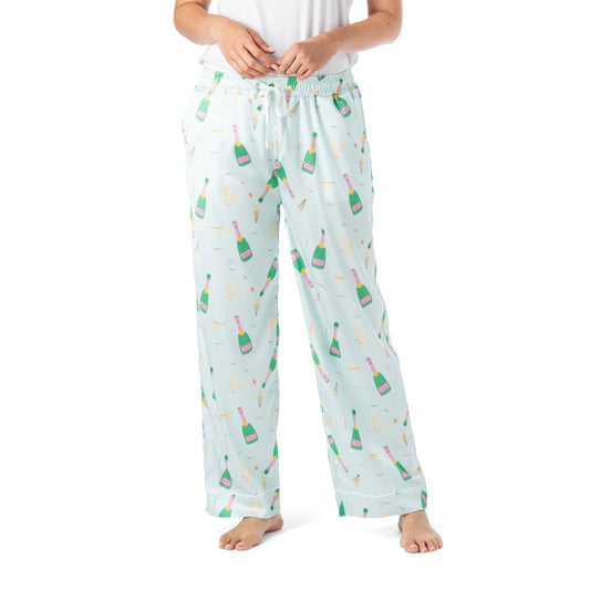 Best of the Brunch Boots & Bubbles Satin Pajama Pant