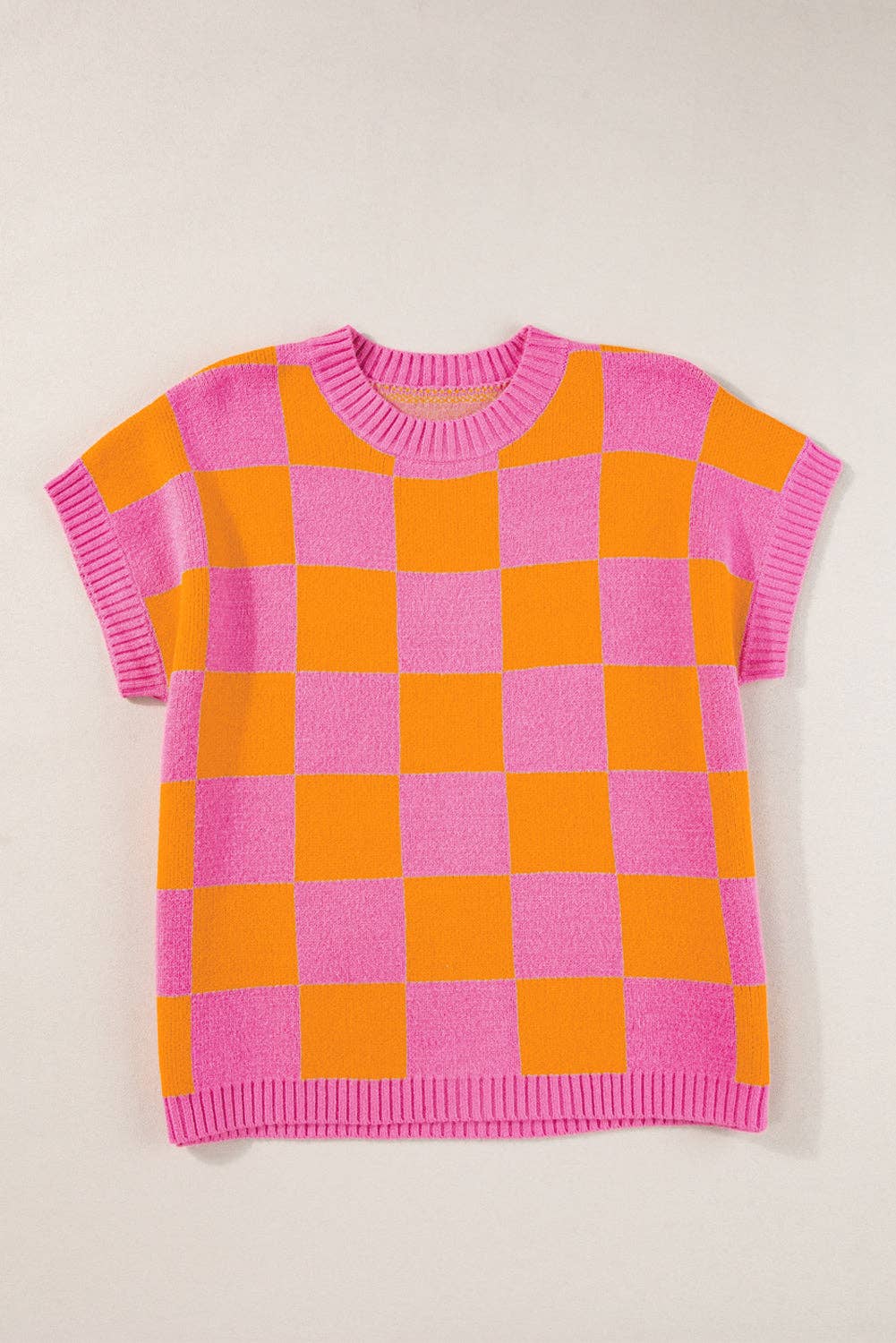 Colorblock Pattern Ribbed Trim Sweater Tank Top