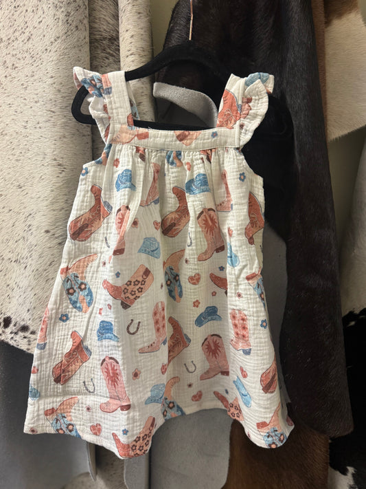 Cowboy Boots Pink Sundress