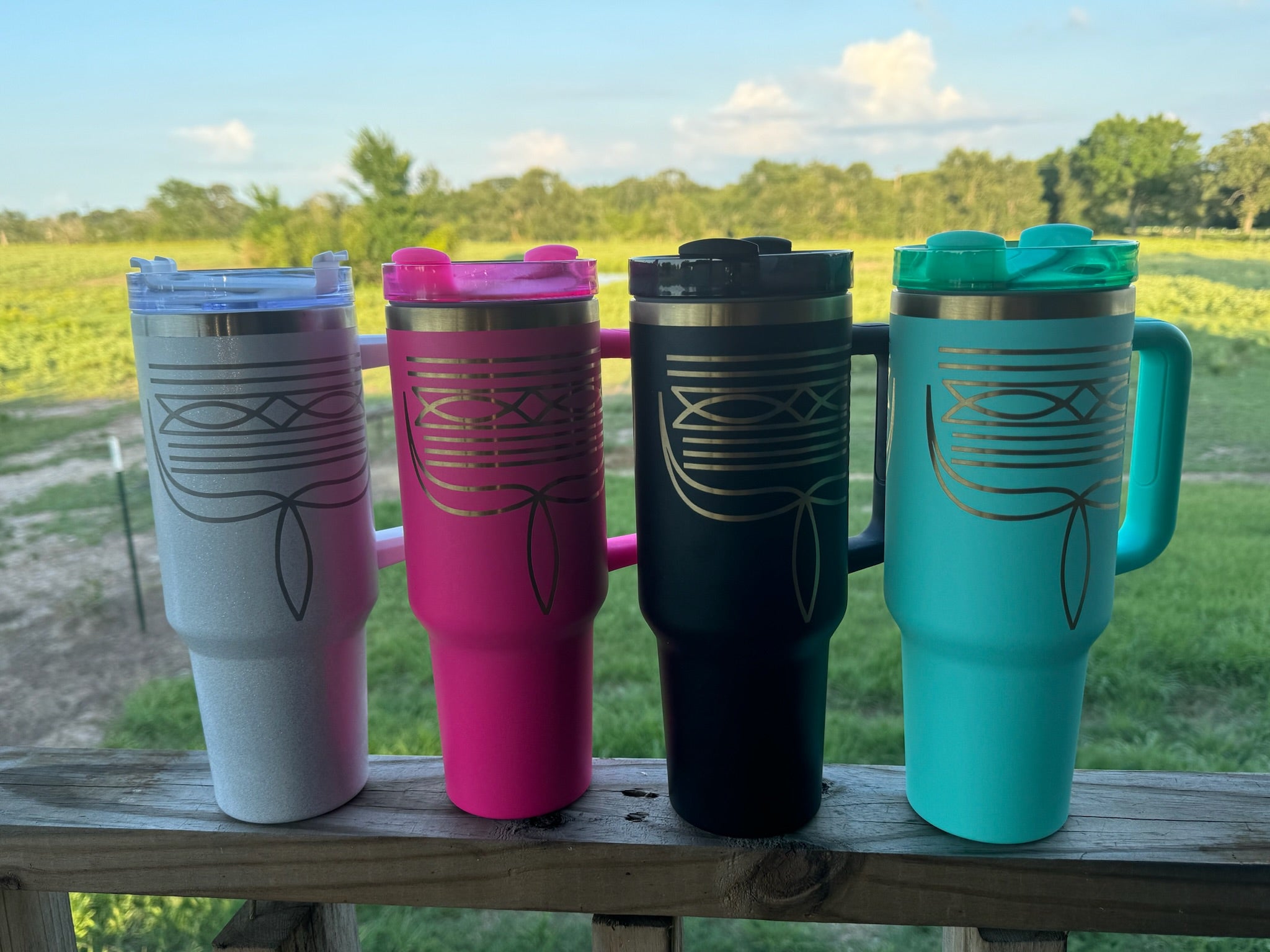 Hot Pink Boot Stitched 40oz Tumbler
