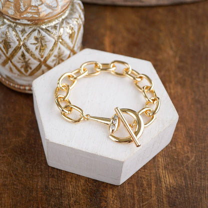 Chunky Horse Bit Gold Chain Bracelet