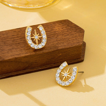 Horseshoe Star Stud Earrings