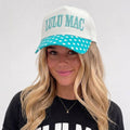 LULU MAC HAT- MINT & WHITE POLKA DOTS