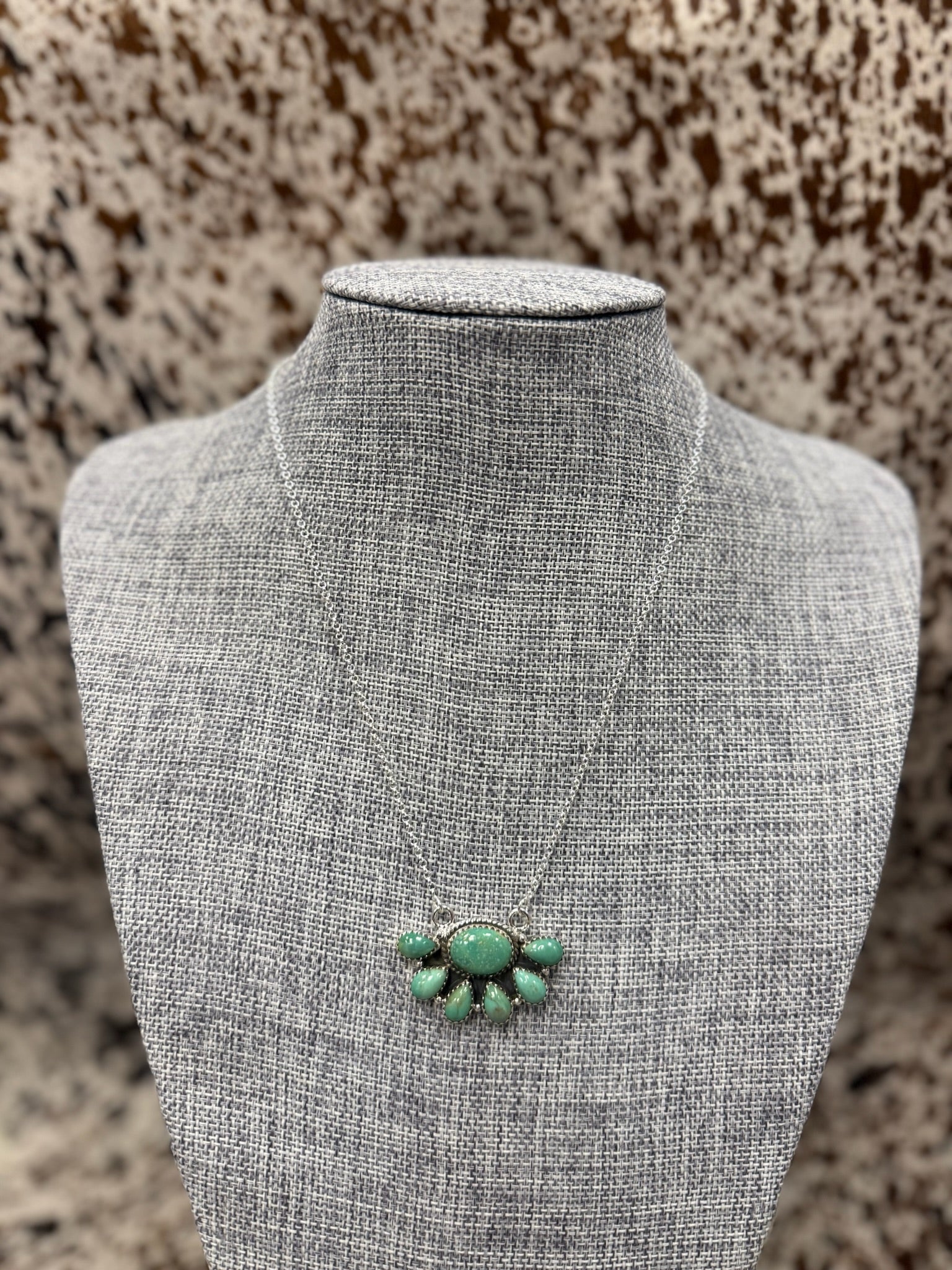 Hada Sterling Silver Kingman Turquoise Half Moon Necklace