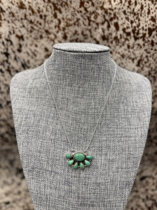 Hada Sterling Silver Kingman Turquoise Half Moon Necklace