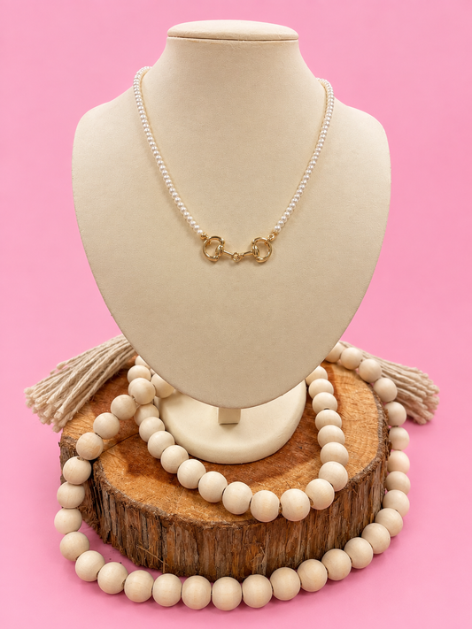 Pearl Horse Bit Side Necklace