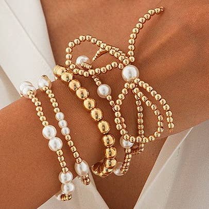 Multi Layer Pearl Bow Bracelet