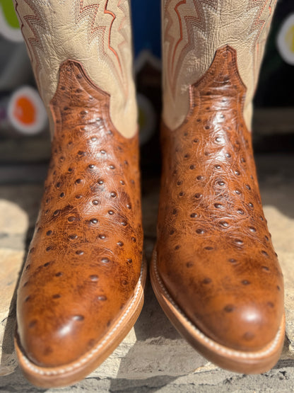 Roper Burnish Brown Embossed Otis Ostrich Boots