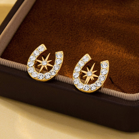 Horseshoe Star Stud Earrings