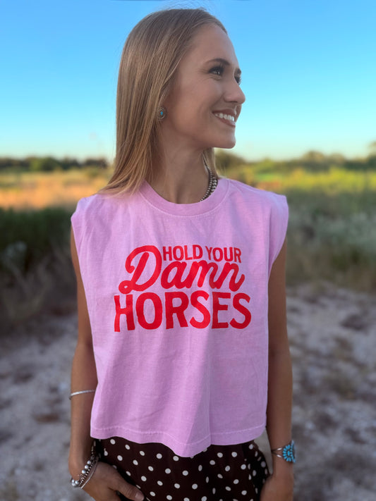 Hold your Damn Horses Boxy Tank