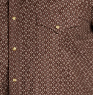 Rock & Roll Denim Men's Brown Mini Aztec Print Long Sleeve Pearl Snap Western Shirt