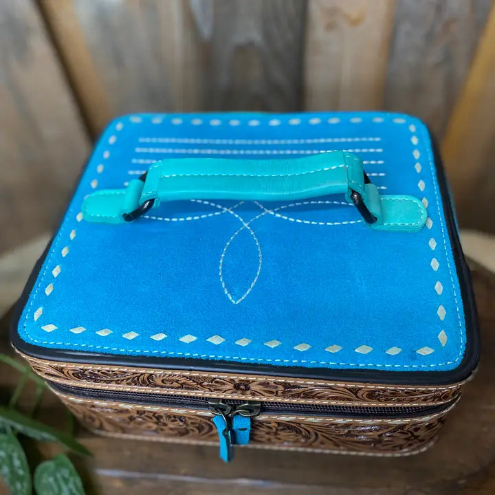 Blue Boot Stitch Jewelry Box