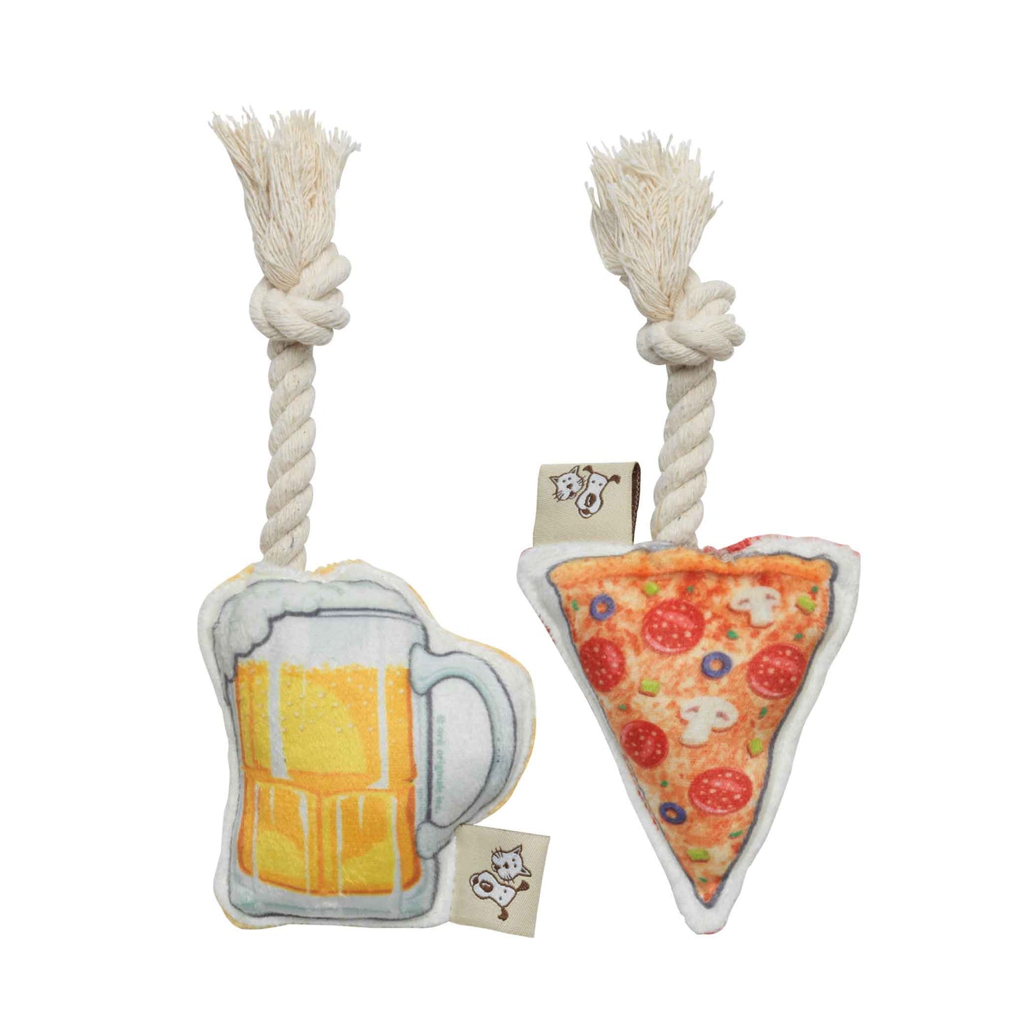Mini Dog Toy Set | Pizza & Beer