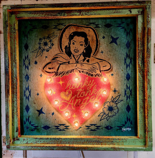 Light Up Honky Tonk Angel Sign
