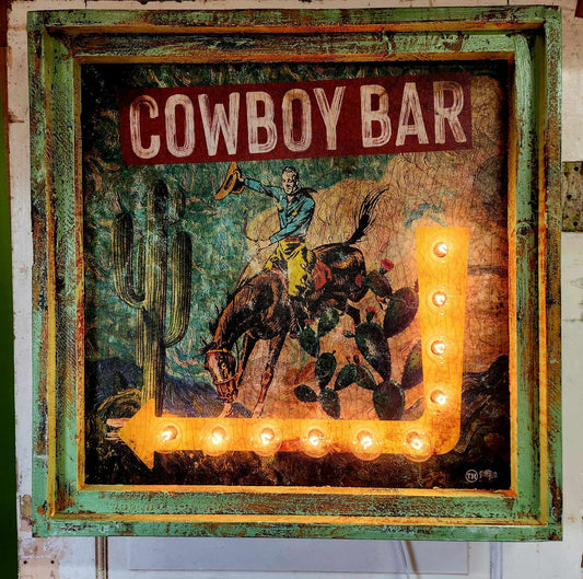 Light Up Cowboy Bar Sign