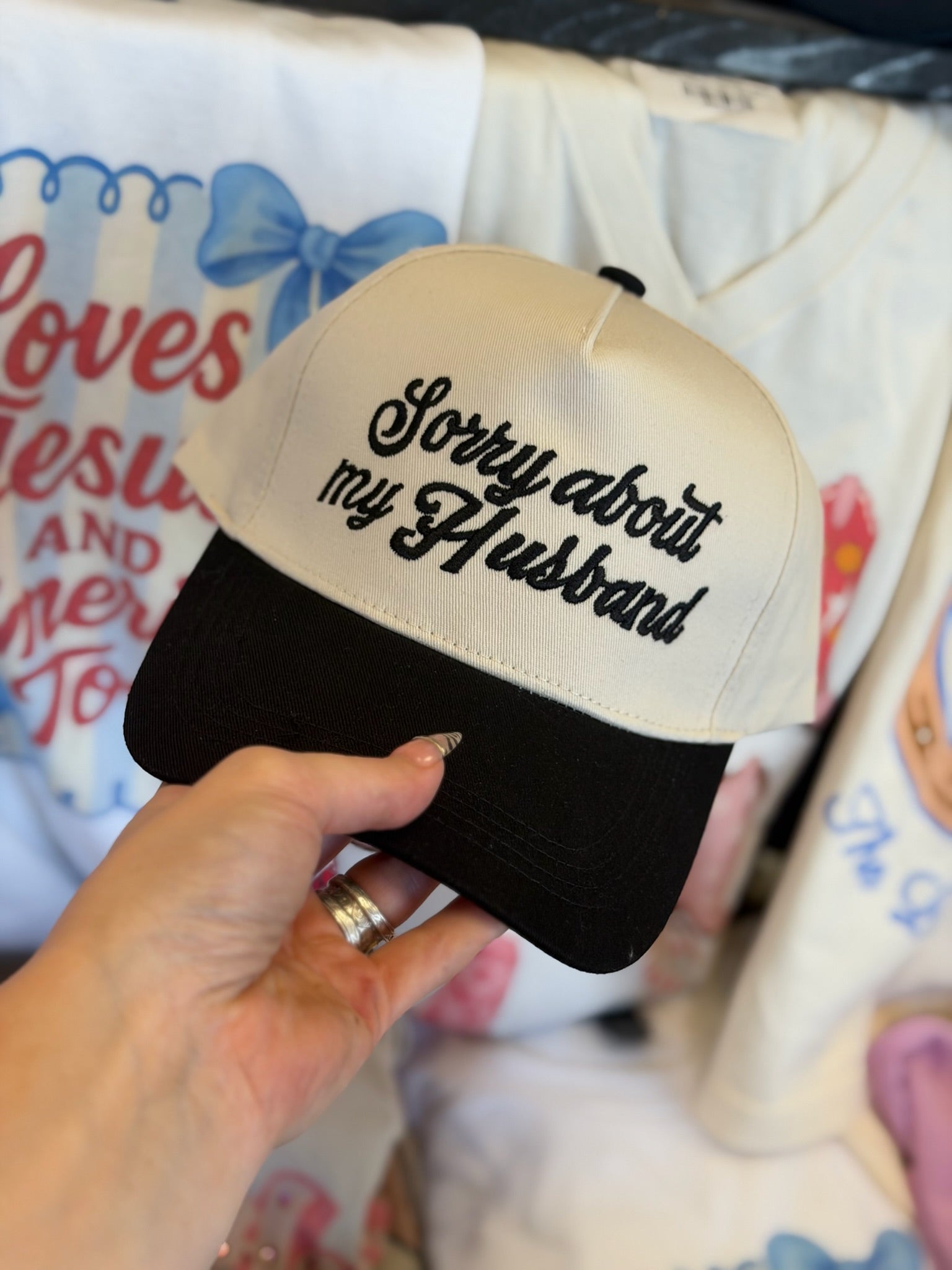 SORRY ABOUT MY HUSBAND TRUCKER HAT