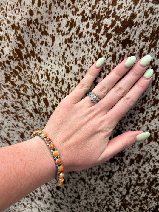 Orange Spiney Bangle Bracelet