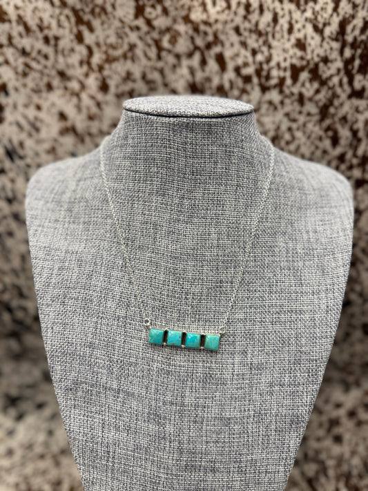 Hada Sterling Silver Kingman Turquoise Bar Necklace
