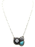 8 Ball Checker Turquoise Necklace