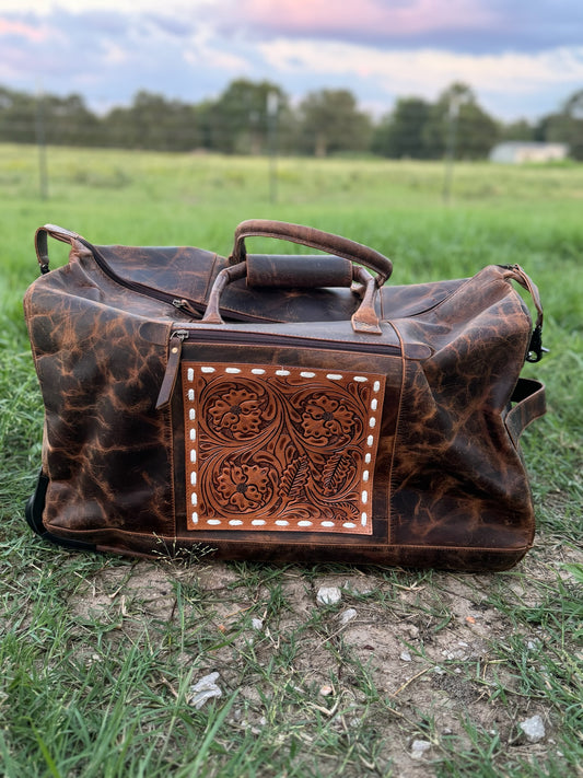 Rolling Hand Tooled Duffel