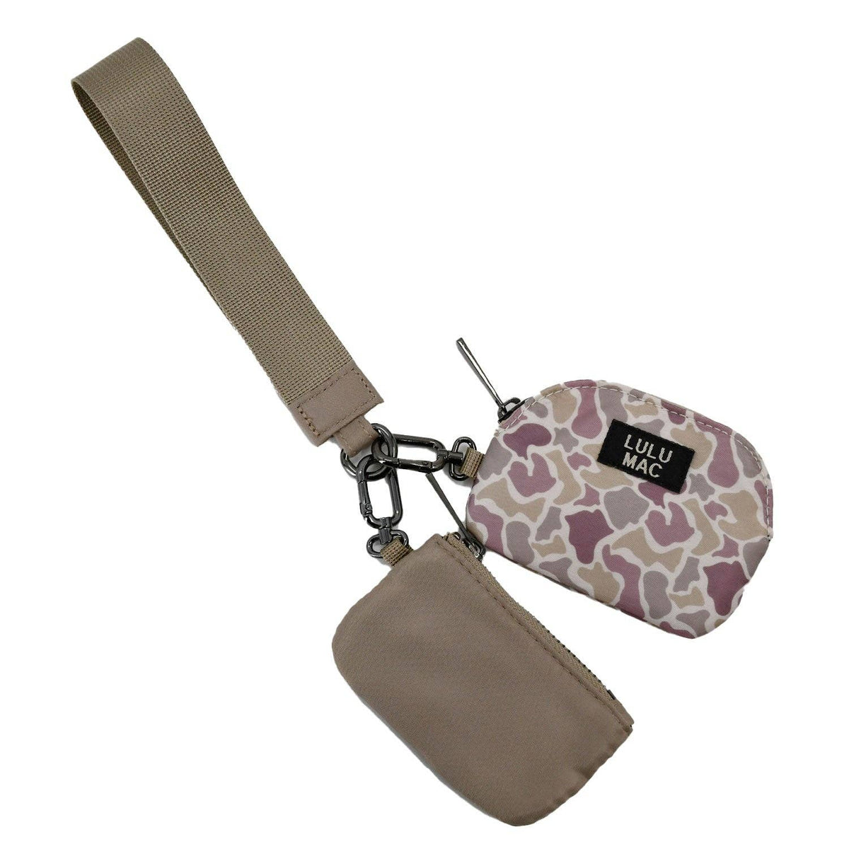 LULU MAC CAMO & BEIGE DOUBLE POUCH WRISTLET