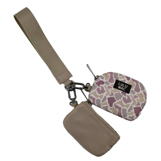 LULU MAC CAMO & BEIGE DOUBLE POUCH WRISTLET
