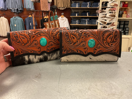 Turquoise Stone Cowhide Wallet