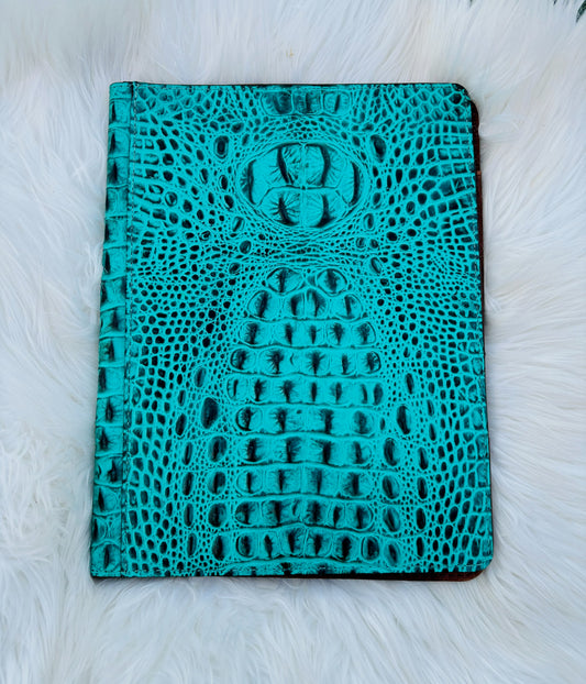 Note Book Cover Teal Crocodile