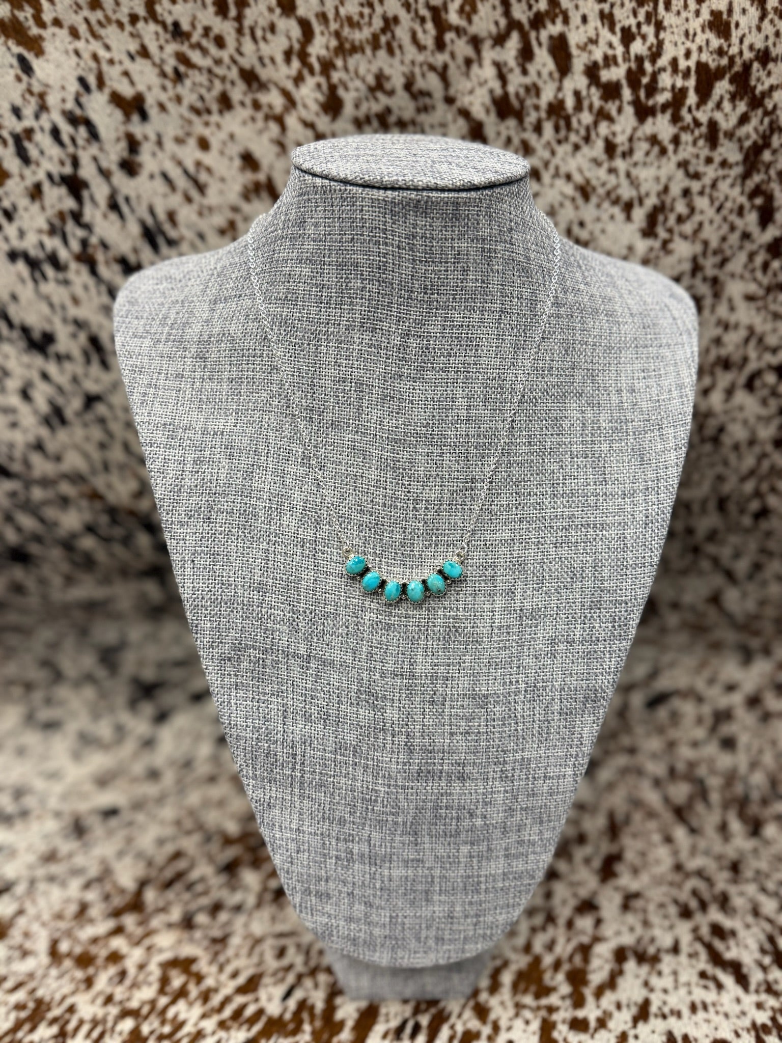 Curved 6 Stone Kingman Turquoise Necklace