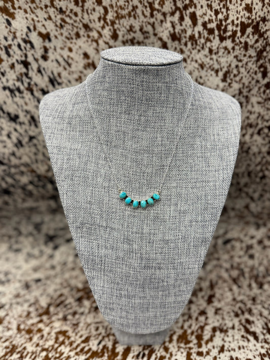 Curved 6 Stone Kingman Turquoise Necklace