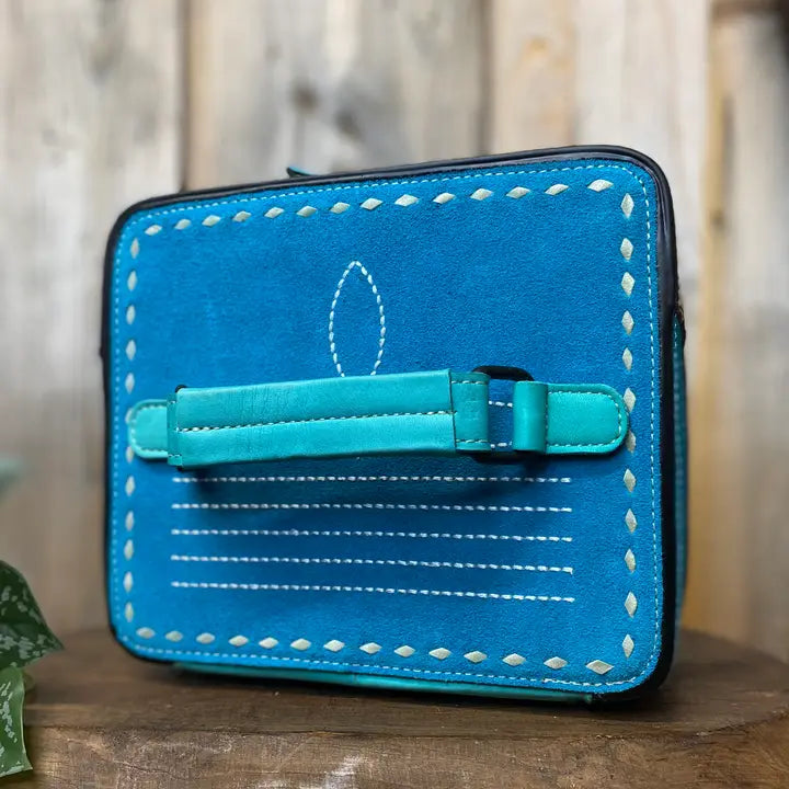 Blue Boot Stitch Jewelry Box