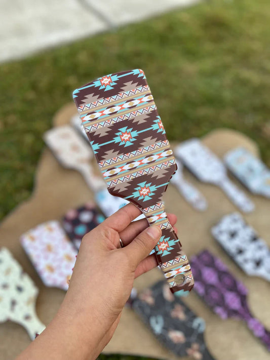 Blue & Beige Aztec Hair Brush
