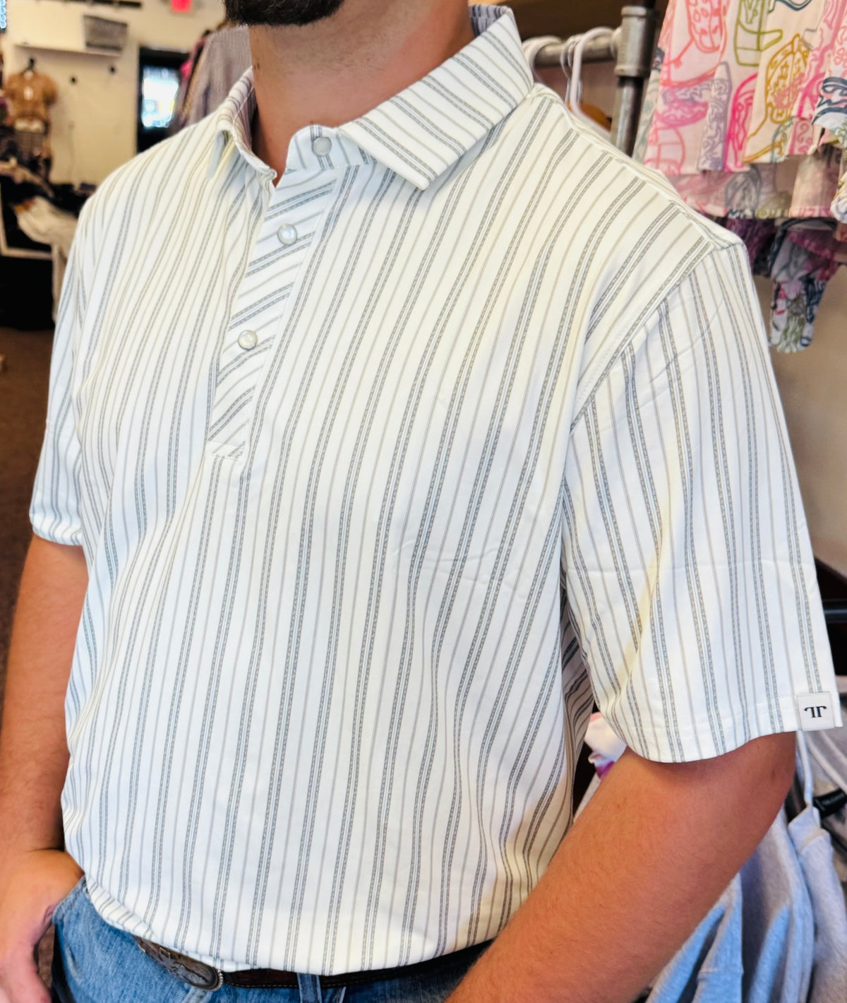 The Jack Pearl Snap Polo in Cream