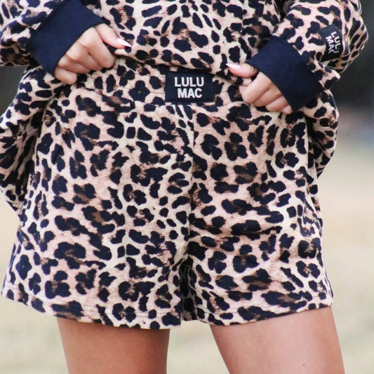 LULU MAC WAFFLE KNIT LEOPARD SHORTS