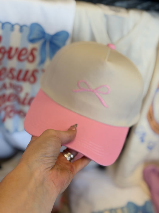 BOW TRUCKER HAT-PINK
