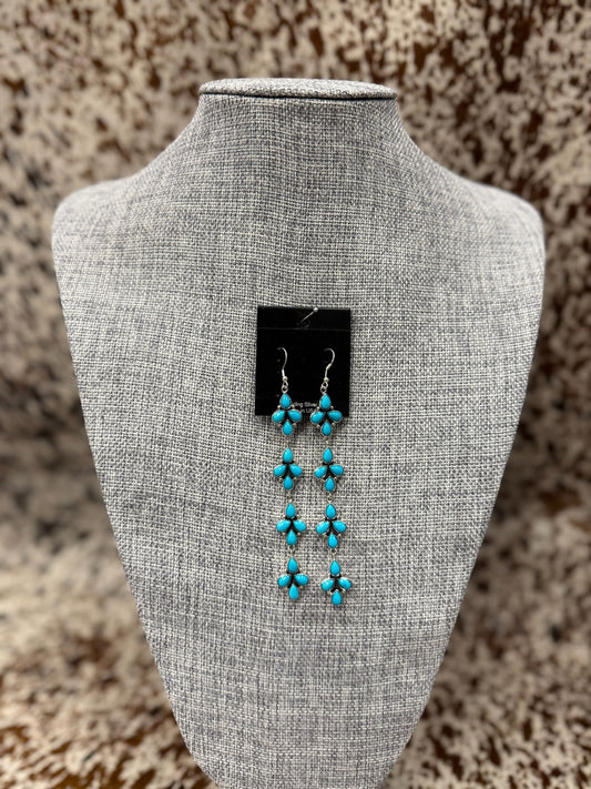 Diamond Shaped Turquoise Dangle Earrings