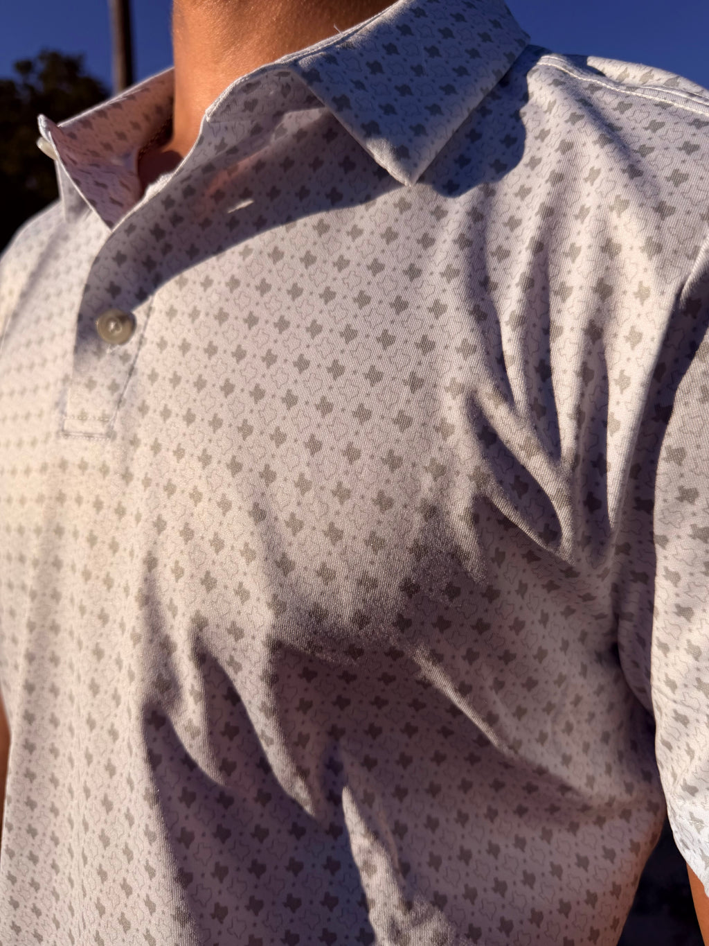 Performance Polo - Texas Grey and White