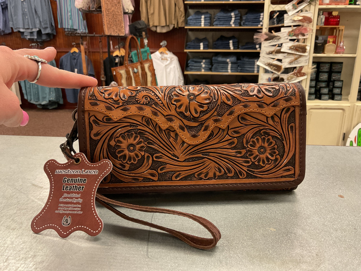 Tooled Leather Wrislet Wallet