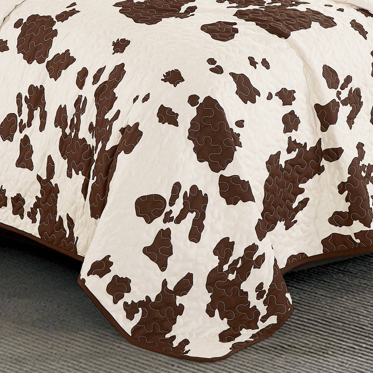 Rustic Cowhide Brown Bedspread Quilt - 3 Piece Set