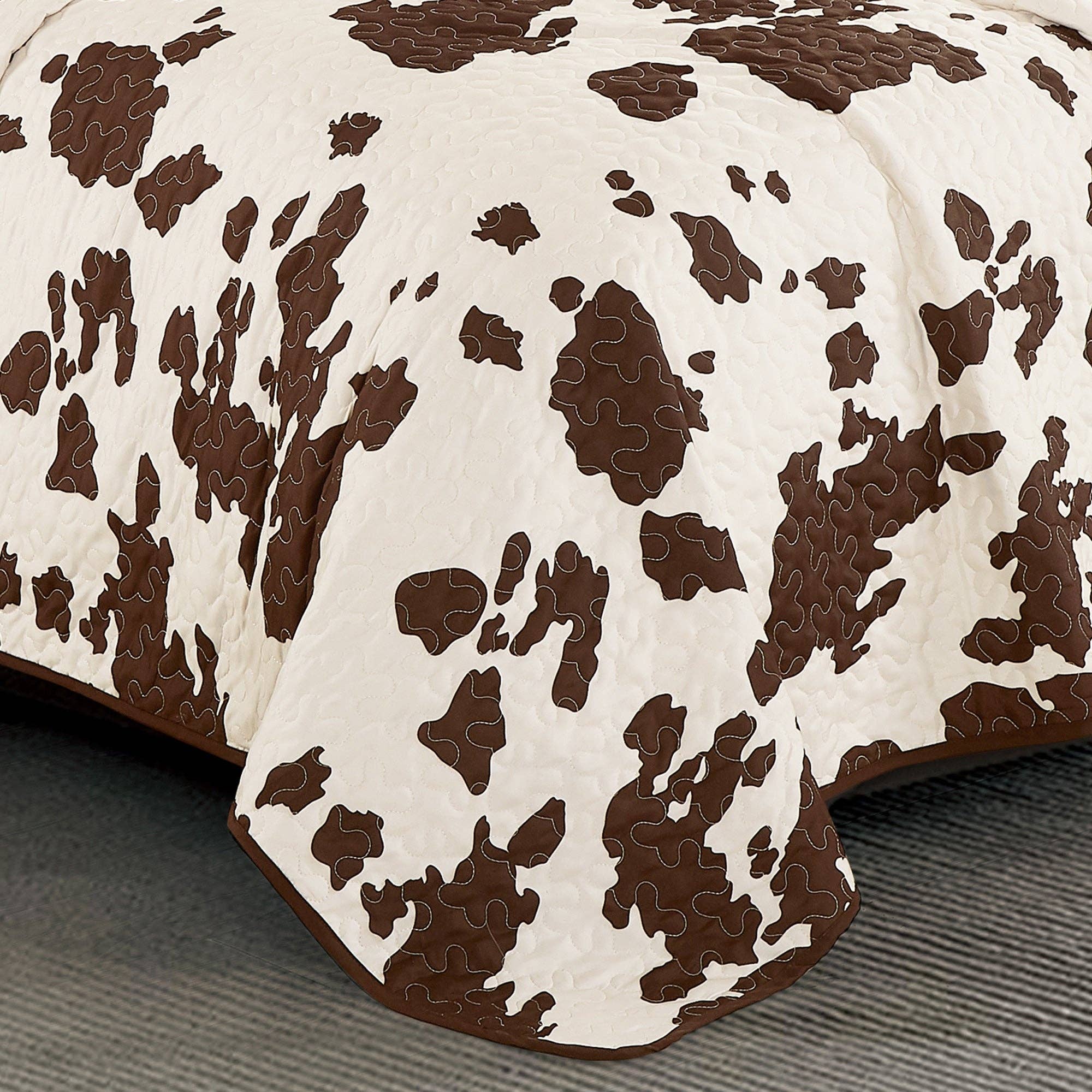 Rustic Cowhide Brown Bedspread Quilt - 3 Piece Set