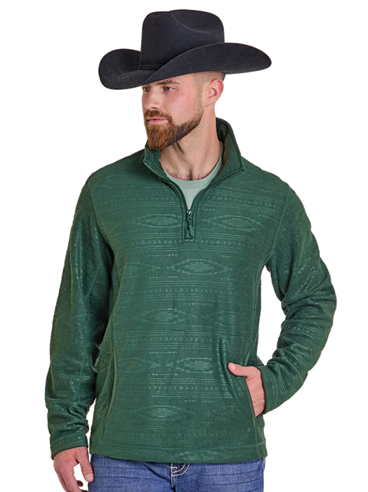 Panhandle Men's Hunter Green Embossed Fleece Pullover