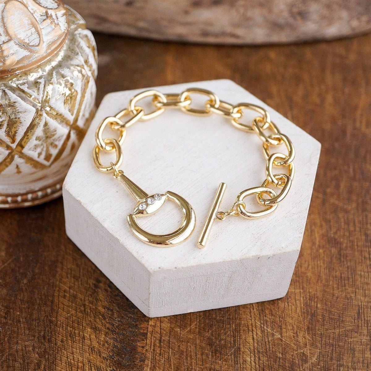 Chunky Horse Bit Gold Chain Bracelet