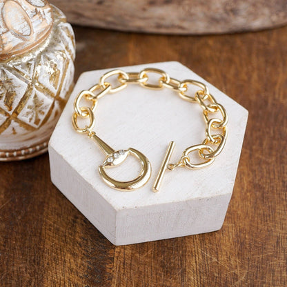 Chunky Horse Bit Gold Chain Bracelet
