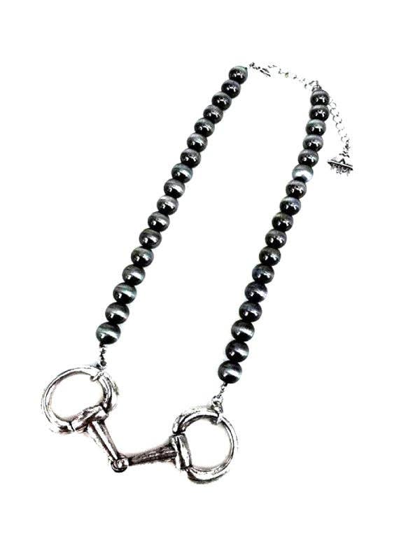 Western Snaffle Bit Pendant Navajo Pearl Necklace