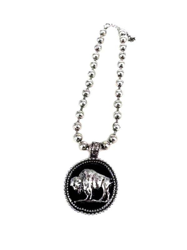 Buffalo Pendant Ball Necklace