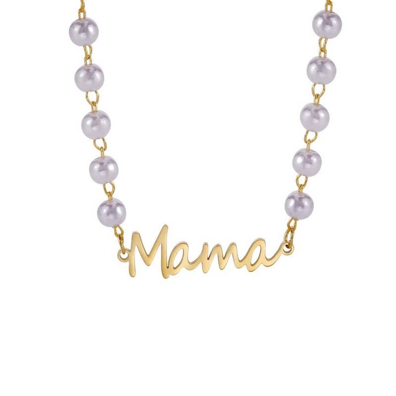 Mama Pearl Script Necklace