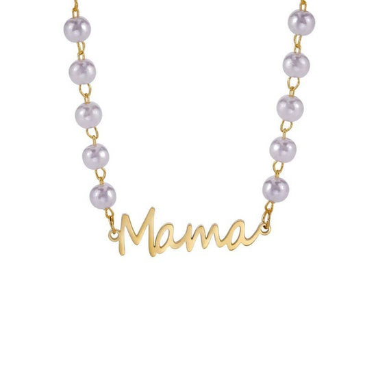 Mama Pearl Script Necklace