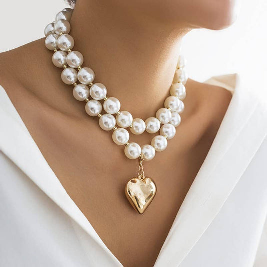 Pearl Heart Chunky Necklace
