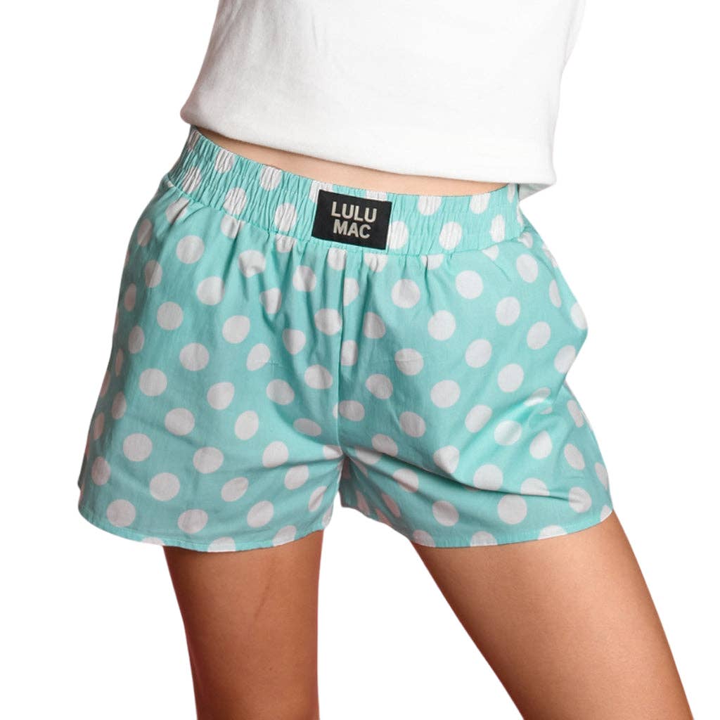 LULU MAC MINT POLKA DOT BOXER SHORTS