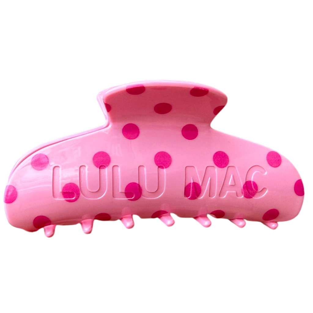 LULU MAC HAIR CLIP- LIGHT & HOT PINK POLKA DOTS